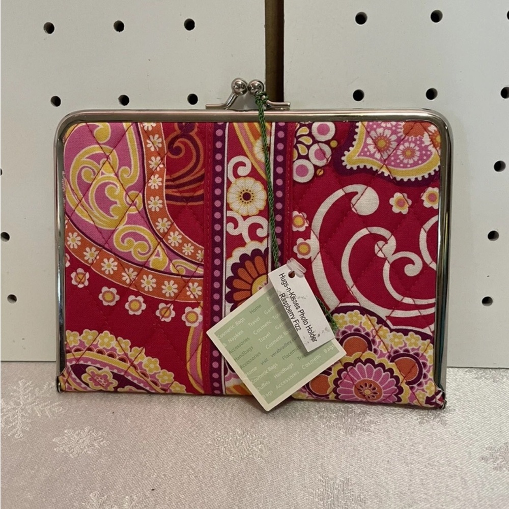 Vera Bradley Hug-N-Kiss Photo Holder Clutch Raspberry Fizz